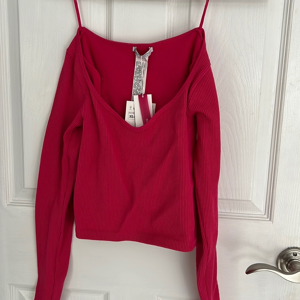 Zara tight pink ribbed top
